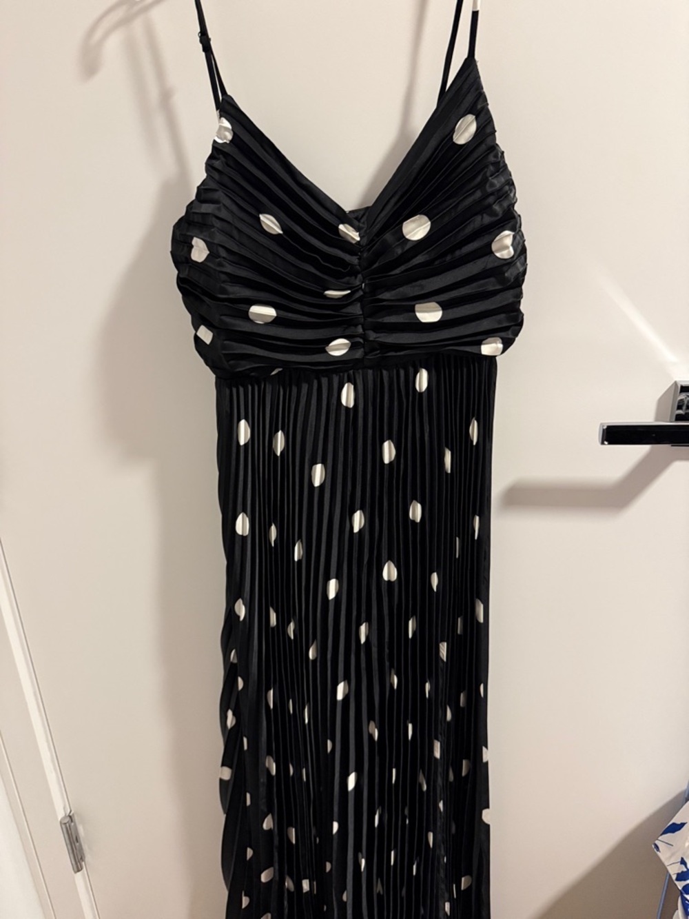 Petal & Pup Naira Dot Pleated Maxi Dress Black with White Polka Dots - Picture 2 of 4